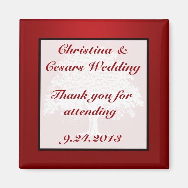 2"x2" Announcement Magnet White Tree Red Black Str (Front)