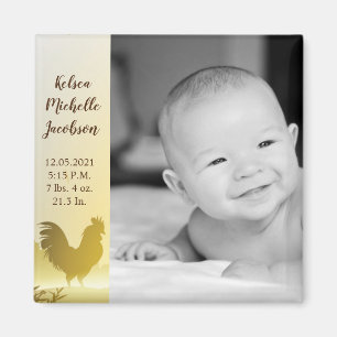 2"x2" Birth Announcement Magnet Sunny Morning Farm