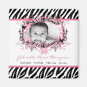 2"x2" Butterfly Zebra Print Announcement Magnet
