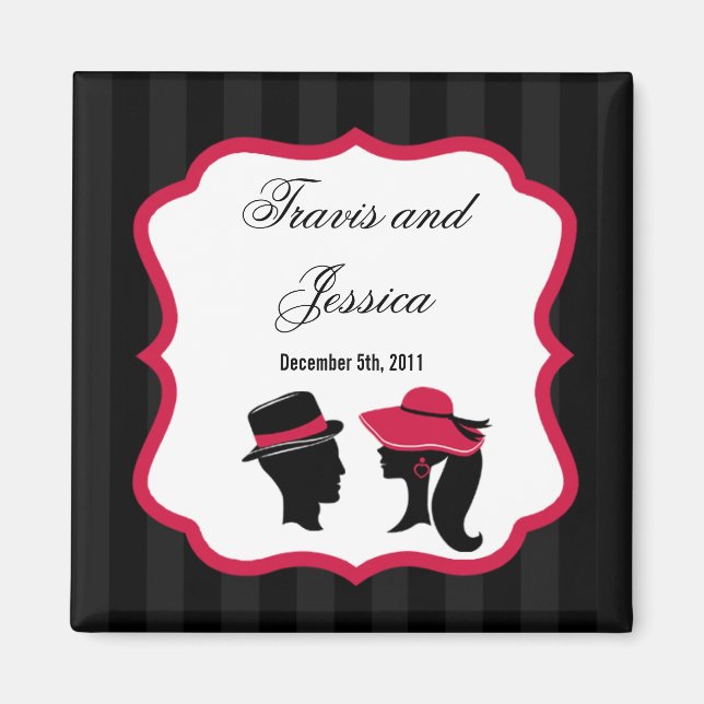 2"x2" Favour Magnet Formal Hats Elegant Retro Dres (Front)
