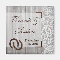 2"x2" Favour Magnet Horse Shoes on Wood Lace Coun