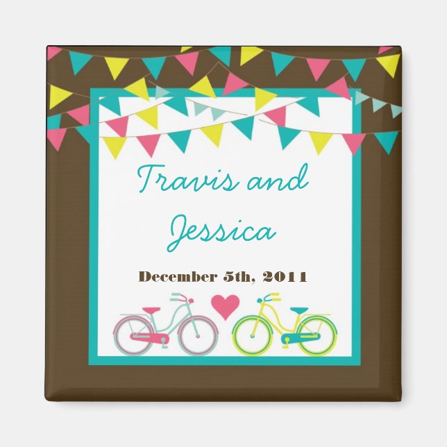 2"x2" Favour Magnet Love Lovers Bikes Bicycle Carn (Front)