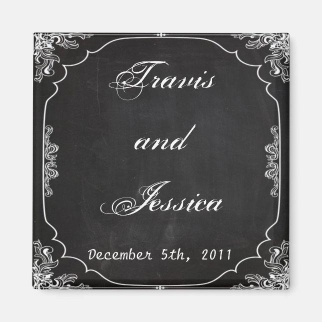 2"x2" Favour Magnet Modern Chalkboard Vintage (Front)