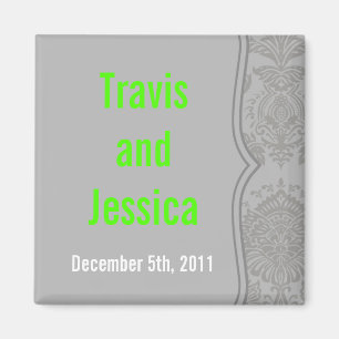 2"x2" Favour Magnet Modern Grey Damask Lace Print