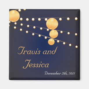 2"x2" Favour Magnet Paper Lanterns on Blue Chinees