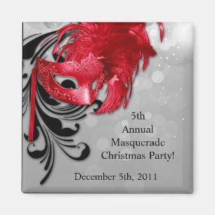 2"x2" Favour Magnet Red on Silver Masquerade