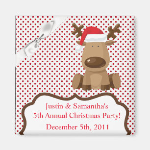 2"x2" Favour Magnet Reindeer Christmas XMAS Polka 