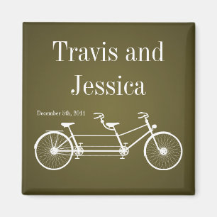 2"x2" Favour Magnet Whimsical Brown Double Bike