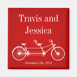 2"x2" Favour Magnet Whimsical Red Double Bike