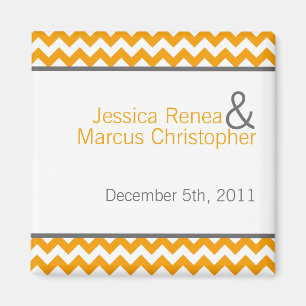 2"x2" Favour Magnet Yellow Grey Grey Chevron Name