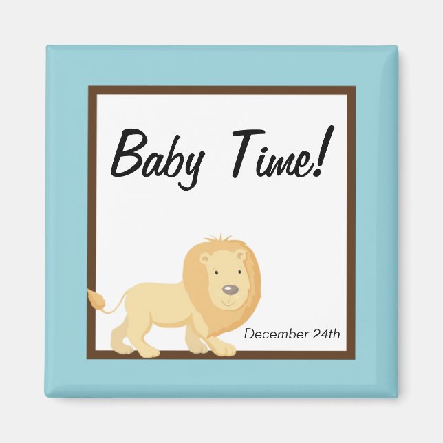 2"x2" Magnet Favour Blue Jungle Lion (Front)