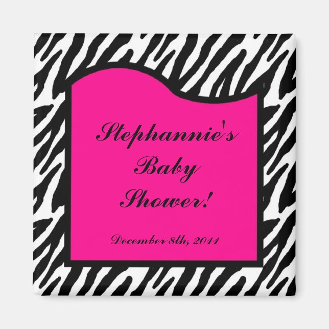2"x2" Magnet Favour Hot Pink Zebra Animal Print (Front)