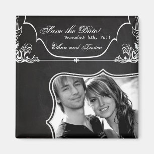 2"x2" Save the Date Magnet Modern Chalkboard Vinta