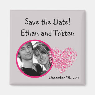 2"x2" Save the Date Magnet Pink Floral Petals Flow