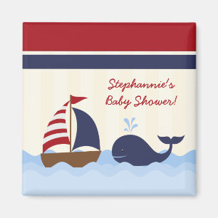 2"x2" Square Ahoy Nautical Whale Magnet Favour