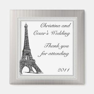 2"x 2" Announcement Magnet Black Eiffel Tower