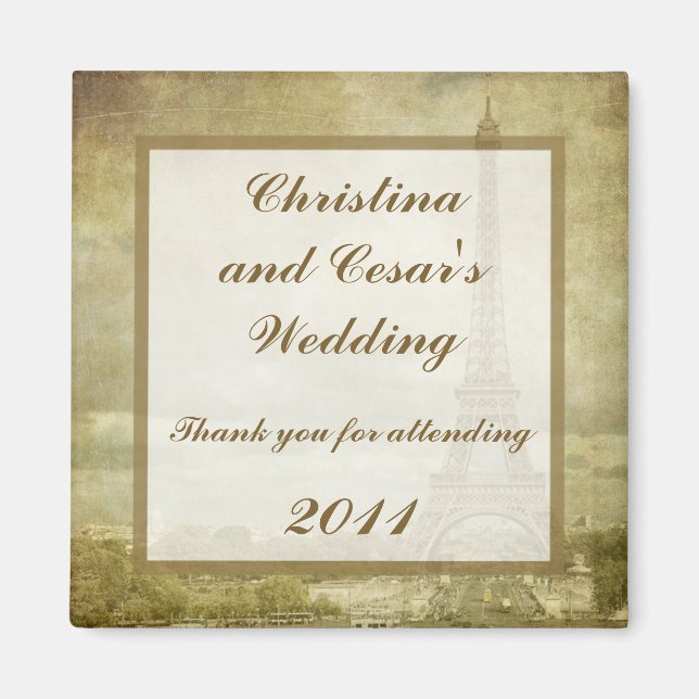2"x 2" Announcement Magnet Vintage Paris (Front)