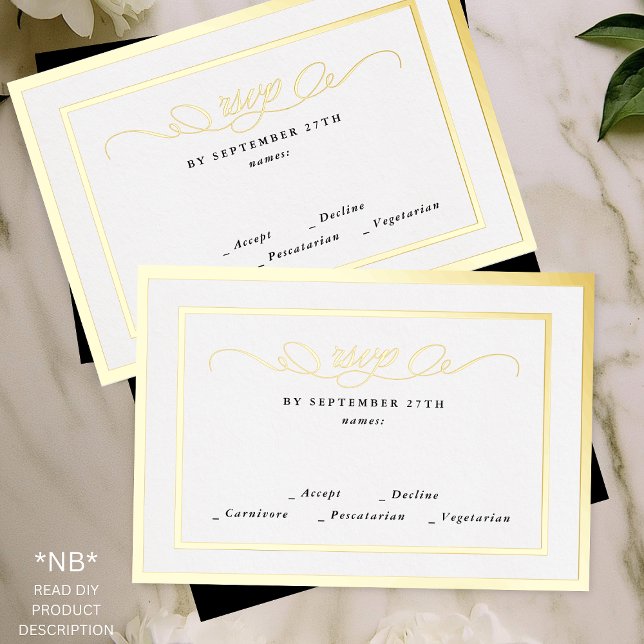 2 X DIY Gold RSVP & Frame Formal Wedding Response (Creator Uploaded)