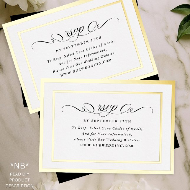 2 X RSVP DIY Formal Gold Frame Wedding Website (Creator Uploaded)