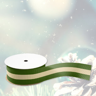 2 Yard Elegant Green Two Tone Striped Ribbon Grosgrain Ribbon