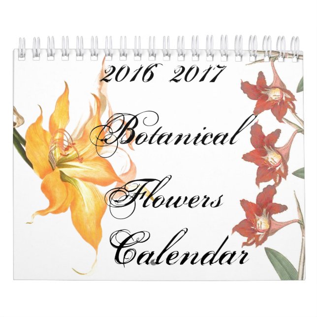 2 Year 2016 Botanical Flower Floral Art Calendar (Cover)
