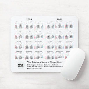 2 Year Calendar 2025 - 2026 Corporate Gift SUNDAY Mouse Pad