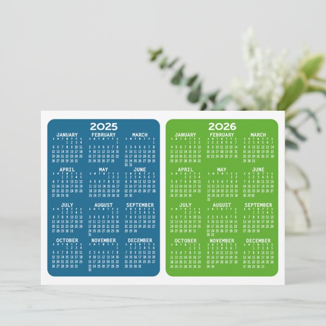 2-Year Calendar View - blue green (Standing Front)