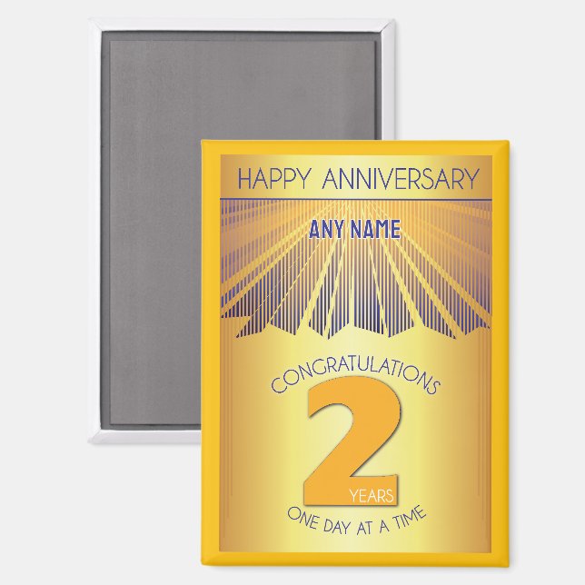 2 Year | Golden Ray 12 Step CUSTOM NAME Magnet (Front/Back)