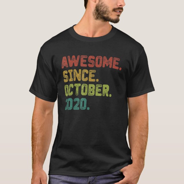 2 Year Old  Awesome Since October 2020 2nd Birthda T-Shirt (Front)