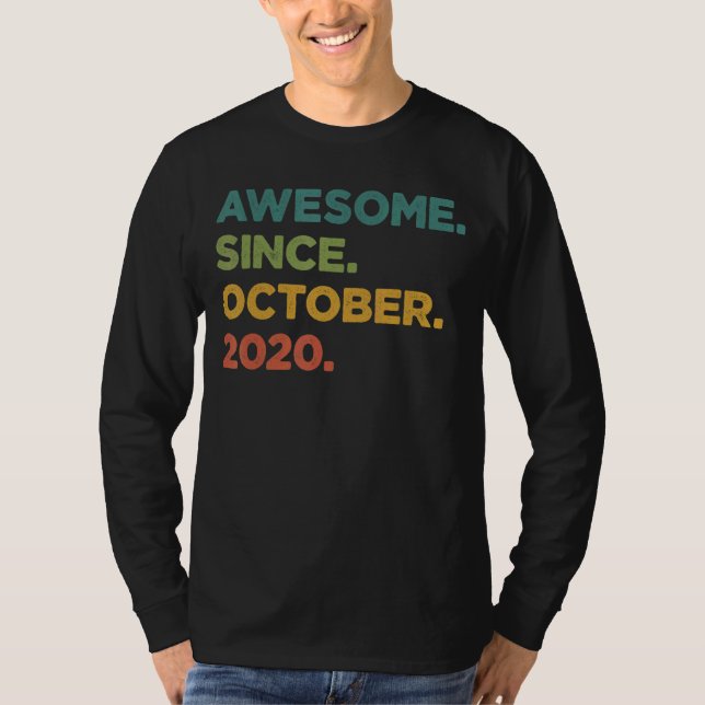2 Year Old  Awesome Since October 2020 2nd Birthda T-Shirt (Front)