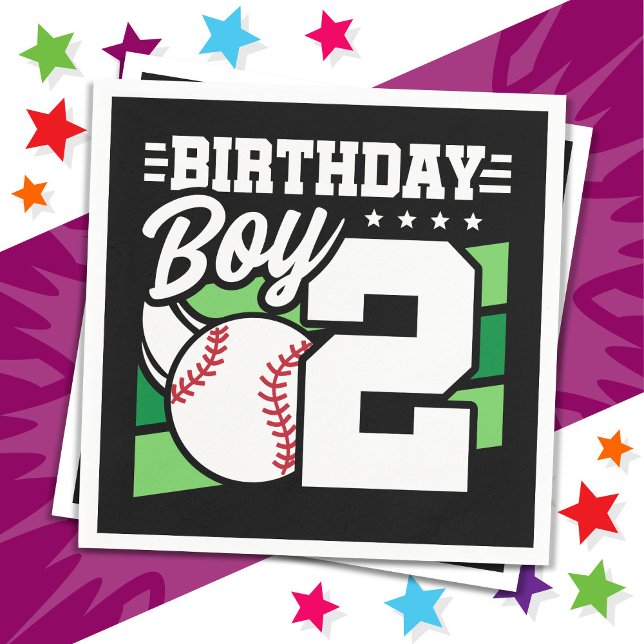 2 Year Old Baseball Party Theme 2nd Birthday Boy Napkin (Creator Uploaded)