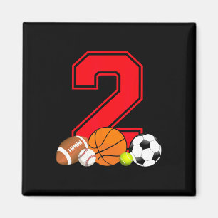 2 Year Old Basketball Football Baseball Soccer Bir Magnet