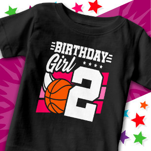 2 Year Old Basketball Party 2nd Birthday Girl Baby T-Shirt