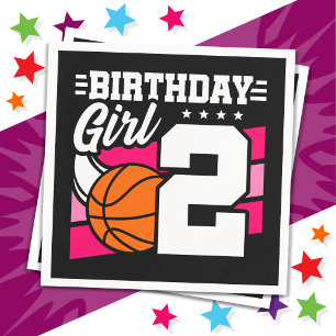 2 Year Old Basketball Party 2nd Birthday Girl Napkin