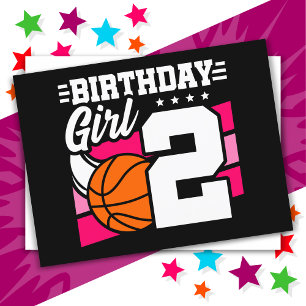 2 Year Old Basketball Party 2nd Birthday Girl Postcard