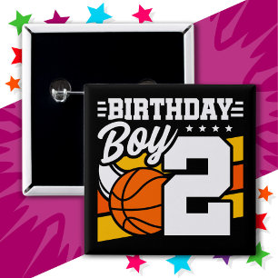 2 Year Old Basketball Party Theme 2nd Birthday Boy 15 Cm Square Badge