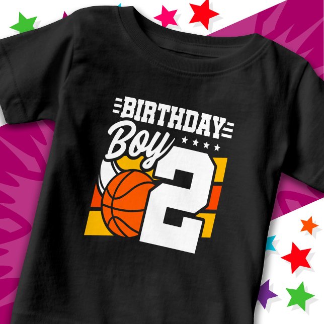 2 Year Old Basketball Party Theme 2nd Birthday Boy Baby T-Shirt (Creator Uploaded)
