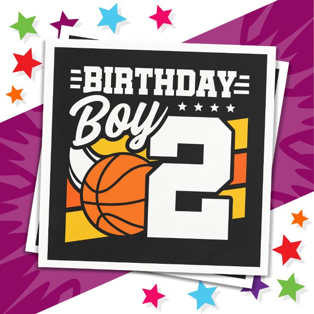 2 Year Old Basketball Party Theme 2nd Birthday Boy Napkin (Creator Uploaded)