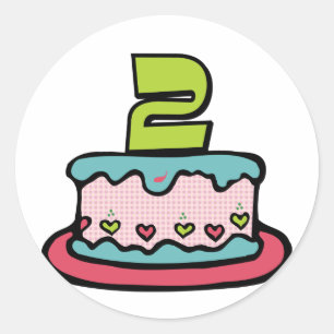 2 Year Old Birthday Cake Classic Round Sticker