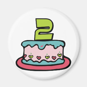 2 Year Old Birthday Cake Magnet