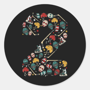 2 Year Old Birthday  Ice Hockey Themed 2nd Bday Te Classic Round Sticker