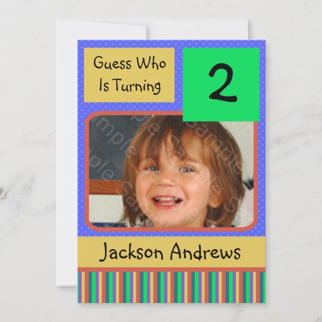 2 Year Old Birthday Party Invitations BOY (Front)