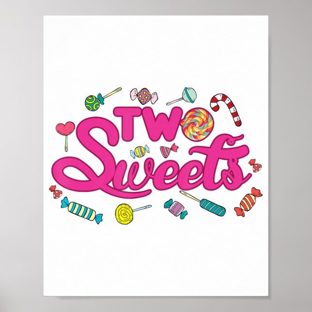 2 year old birthday party two sweet candy 2nd birt poster (Front)