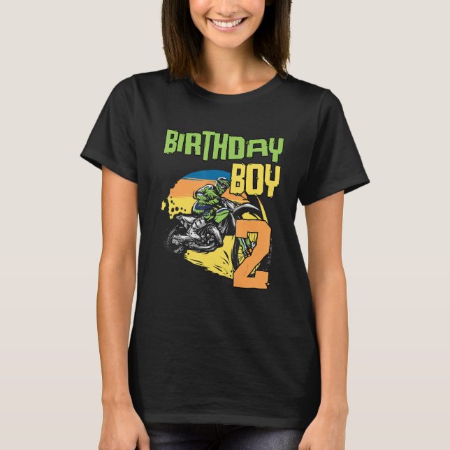 2 Year Old Dirt Bike Birthday Party   Motocross Mx T-Shirt (Front)