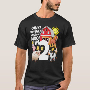 2 Year Old Farmer Two Farm Theme 2nd Birthday Anim T-Shirt