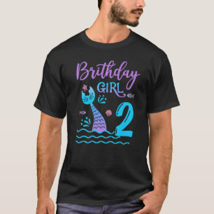 2 Year Old Gift Mermaid tail 2nd Birthday Girl Dau T-Shirt