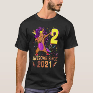 2 Year Old Gifts Afro Dabbing Unicorn 2nd Birthday T-Shirt