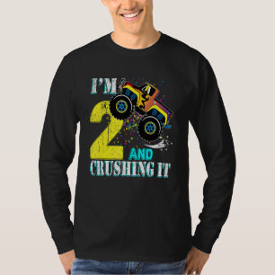 2 Year Old Girl 2nd Birthday Monster Truck Boy Cru T-Shirt