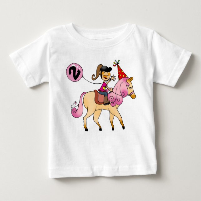 2 year old girl on a pony baby T-Shirt (Front)