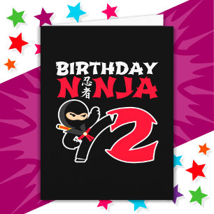 2 Year Old Karate Ninja Party Kids 2nd Birthday Card